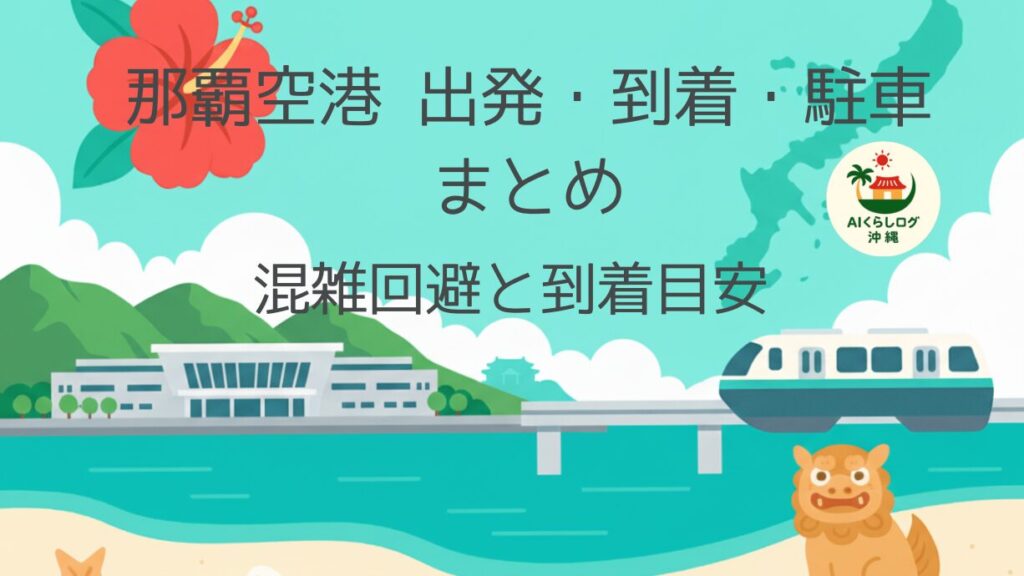 那覇空港の出発・到着・駐車をイラストで表現した画像