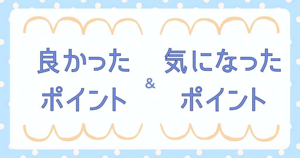 良かったポイント　気になったポイント